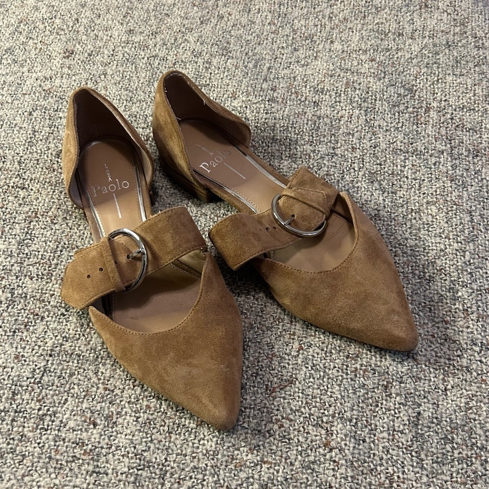 Paolo Dean Pointed Toe Tan Suede Flat